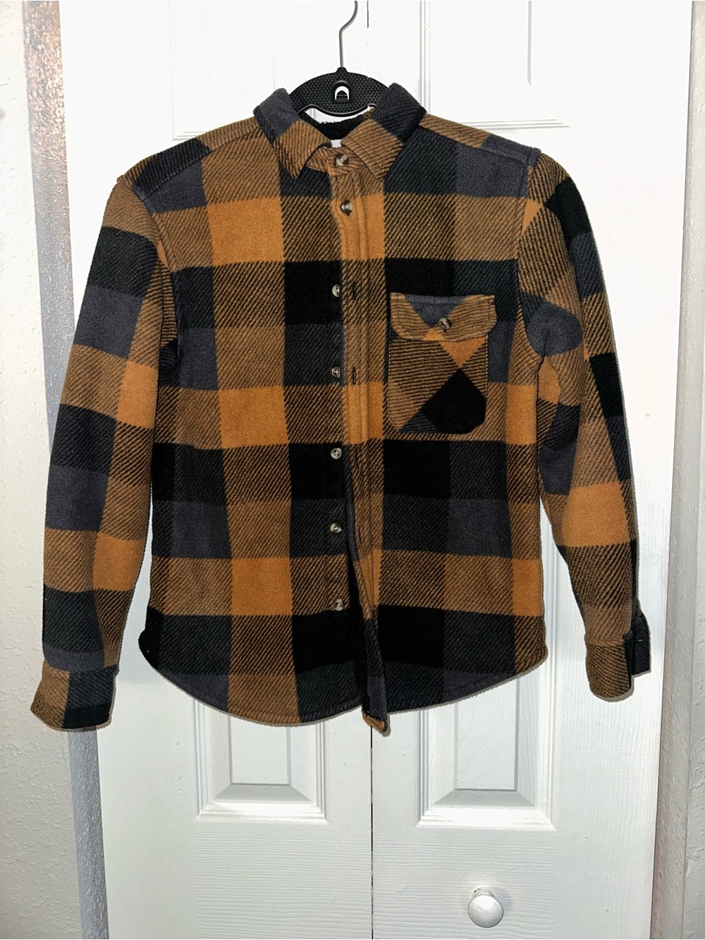Boys Plaid Flannel Shirt - Black & Brown- Size 8